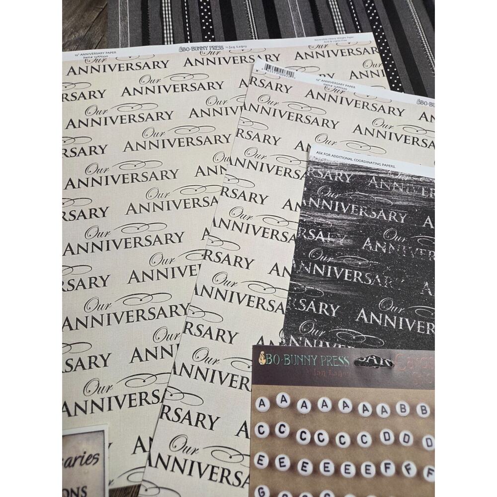 Bo Bunny Black Red Wedding Anniversary Scrapbook Pages Cardstock Stickers Kit - Picture 5 of 7
